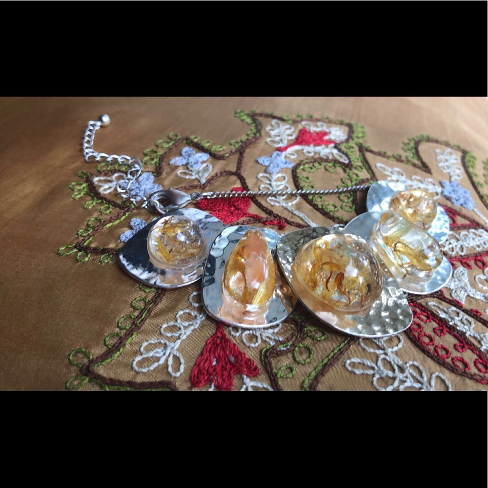 *HANDMADE* Calendula, Moss, & Gem Resin Necklace